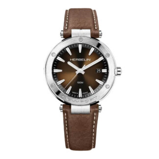 Montre Homme NEWPORT HERBELIN, Acier inoxydable et Cuir marron 12288A27MA