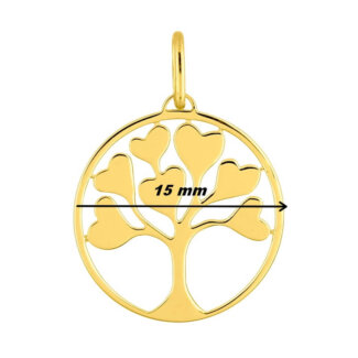 Pendentif Cœur et Arbre de vie Femme Plaqué Or ROBBEZ MASSON, diamètre