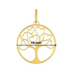 Pendentif Arbre de vie et Cœur Femme Plaqué Or ROBBEZ MASSON, diamètre