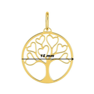 Pendentif Arbre de vie et Cœur Femme Plaqué Or ROBBEZ MASSON, diamètre