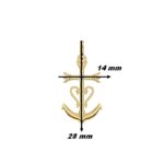 Pendentif Croix de Camargue Or jaune 750/1000 et Diamant ECLAT DE CAMARGUE THOMAS JAVON, dimensions