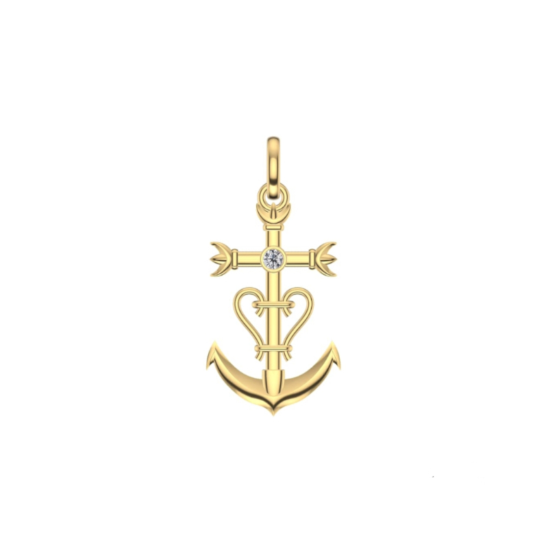 pendentif-croix-de-camargue-or-jaune-750-et-diamant-thomas-javon-CCDT25 Pendentif Croix de Camargue Or jaune 750/1000 et Diamant ECLAT DE CAMARGUE THOMAS JAVON