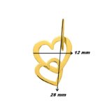 Pendentif Femme double Cœur Or jaune 750/1000, dimensions