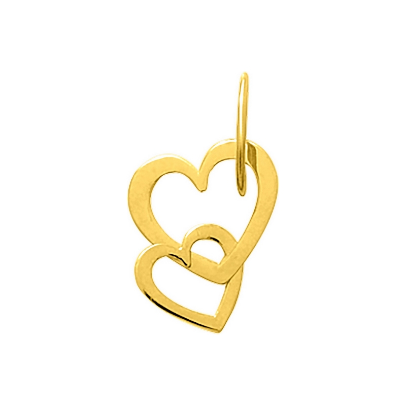 Pendentif Femme double Cœur Or jaune 750/1000