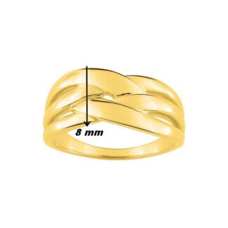 Bague Femme large croisée Plaqué Or ROBBEZ MASSON, dimensions