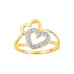Bague Double Cœur Femme Plaqué Or, Rhodium et Oxydes de zirconium ROBBEZ MASSON