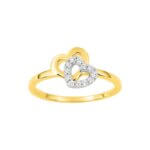 Bague Cœur double Femme Plaqué Or, Rhodium et Oxydes de zirconium ROBBEZ MASSON