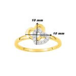 Bague Cœur double Femme Plaqué Or, Rhodium et Oxydes de zirconium ROBBEZ MASSON, dimensions