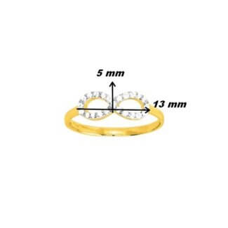 Bague Infini Femme Plaqué Or, Rhodium et Oxydes de zirconium ROBBEZ MASSON, dimensions