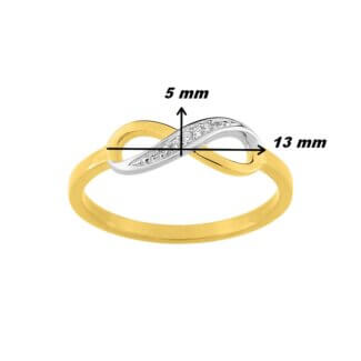 Bague Femme Infini Plaqué Or, Rhodium et Oxydes de zirconium ROBBEZ MASSON, dimensions