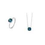 Collier Or blanc, Topaze et Diamants P8735FMNWA842 FACET, parure.