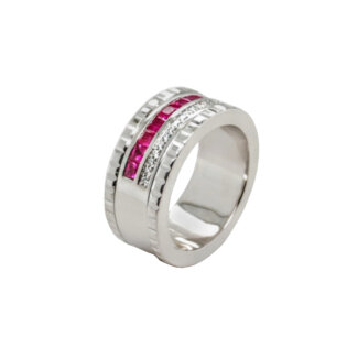 Bague Or blanc, Rubis et Diamants RE877FMNWAQ14 FACET