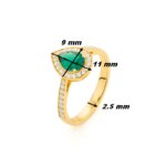 Bague Or Jaune, Emeraude et Diamants R9107116GYN14 FACET, dimensions.