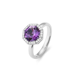 Bague Femme Platine, Améthyste et Diamants FACET RF906FMTWNQ14