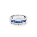 Bague Femme Platine, Saphirs et Diamants FACET, face.