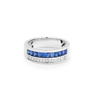 Bague Femme Platine, Saphirs et Diamants FACET, face.