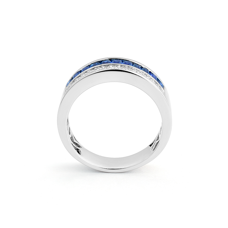 bague-femme-platine-950-saphirs-et-diamants-FACET-R9910FMTWNY14-coté Bague Femme Platine, Saphirs et Diamants FACET, autre vue