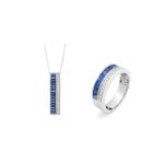 Bague Femme Platine, Saphirs et Diamants FACET, parure.