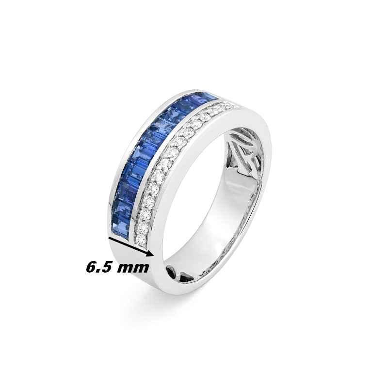 bague-femme-platine-950-saphirs-et-diamants-FACET-R9910FMTWNY14-largeur Bague Femme Platine, Saphirs et Diamants FACET, largeur.