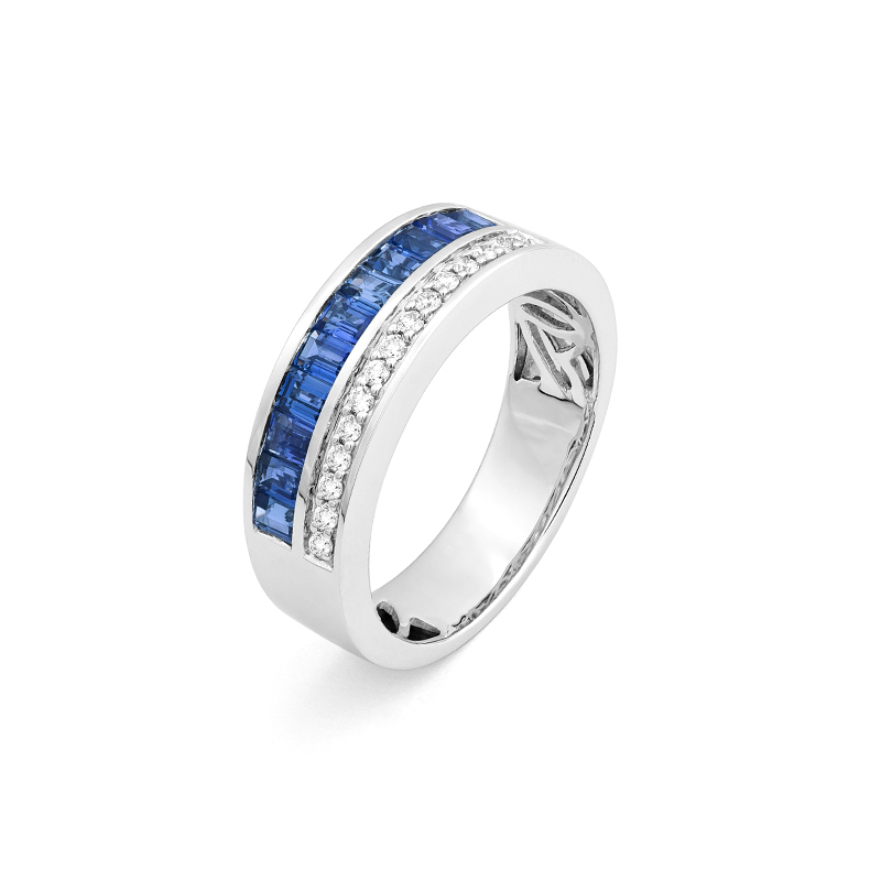 bague-femme-platine-950-saphirs-et-diamants-FACET-R9910FMTWNY14 Bague Femme Platine, Saphirs et Diamants FACET