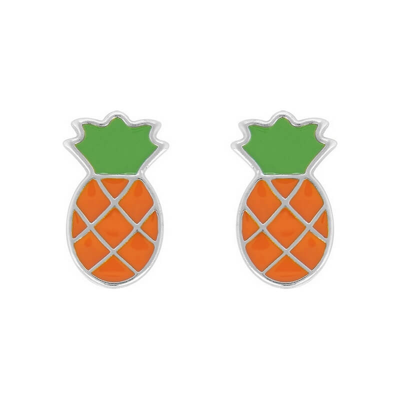 boucles-d-oreilles-enfant-argent-rhodié-ananas-robbez-masson-335873 Boucles d'oreilles Enfant Ananas Argent 925/1000 ROBBEZ MASSON
