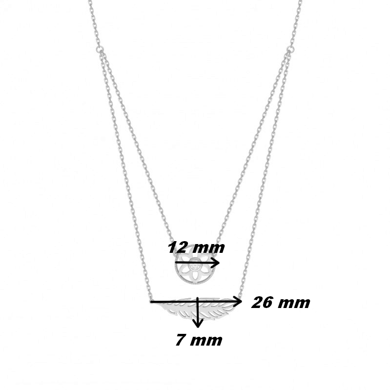 collier-femme-attrape-reve-argent-rhodié-robbez-masson-332319-1-dimensions Collier double Femme Argent rhodié et Oxyde de zirconium ROBBEZ MASSON, dimensions.