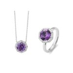 Collier Femme Platine, Améthyste et Diamants FACET P8350FMTWNCQ0, parure.